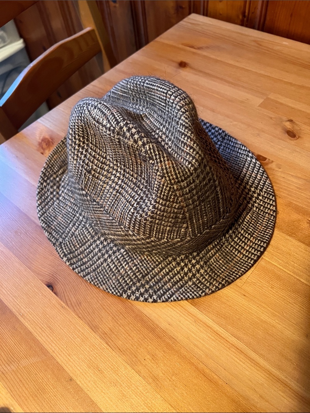Classic Houndstooth Fedora Hat - Black & White